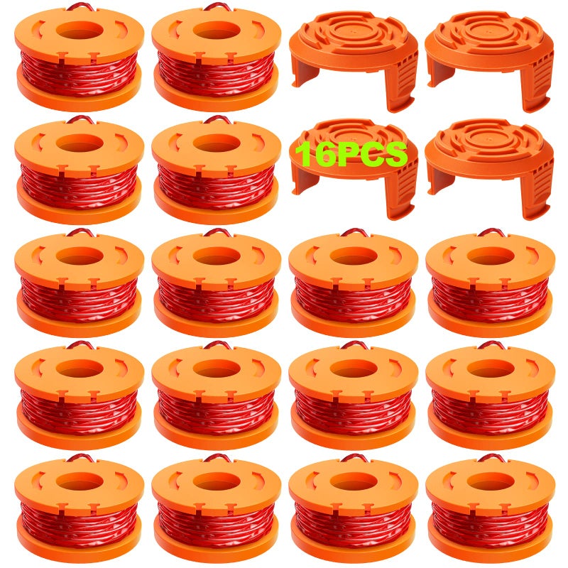 YWTESCH 20 Pack Trimmer Spool Line for Worx,(WA0010)Replacement Trimmer Spool Line for Worx,Trimmer Line Refills 0.065 inch for Worx,Suitable for Worx String Trimmers(16 Pack Grass Trimmer Line,4 Trimmer Cap) - Image 1